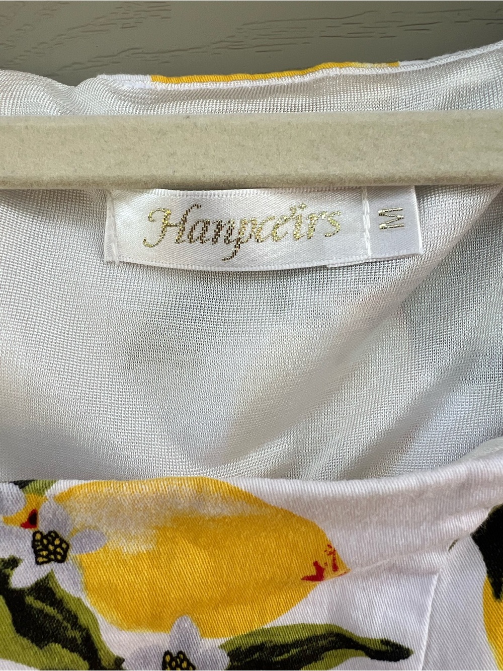 Hanpce’irs Retro Lemon/Floral Dress : Ruffle trim : Small puff Sleeve Size M - Picture 4 of 14